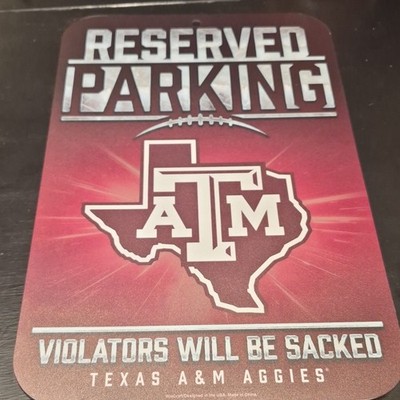 WinCraft Texas A&M Aggies Reserved Parking Metal Sign, Maroon/White 12x8''