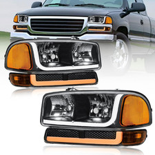 LED DRL Headlights Assembly Fit 1999-2007 GMC Sierra/2000-2006 Yukon XL 1500 250