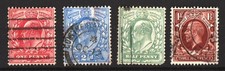 Timbres anciens du Royaume-Uni, lot de 4