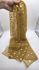 Gold Metallic Sheer Neck Scarf  "I ❤️ Jesus" Pattern 100% Polyester 61"x21"
