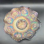 Vintage Fenton Carnival Glass “Dragon and Lotus”  Iridescent Cobalt Blue Bowl
