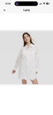 Roller Rabbit x Target XS Eyelet Embroidered Collared Mini Shirtdress White NEW