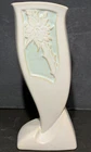 Roseville Pottery Mid Century Modern Ivory & Green Silhouette Floral Vase