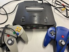 Nintendo 64 Black Console + 2 Controllers & AV Composite Cable and Power cable 