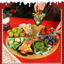 8-Compartment Christmas Tree Snack Tray: Reusable Holiday Food Organizer Box