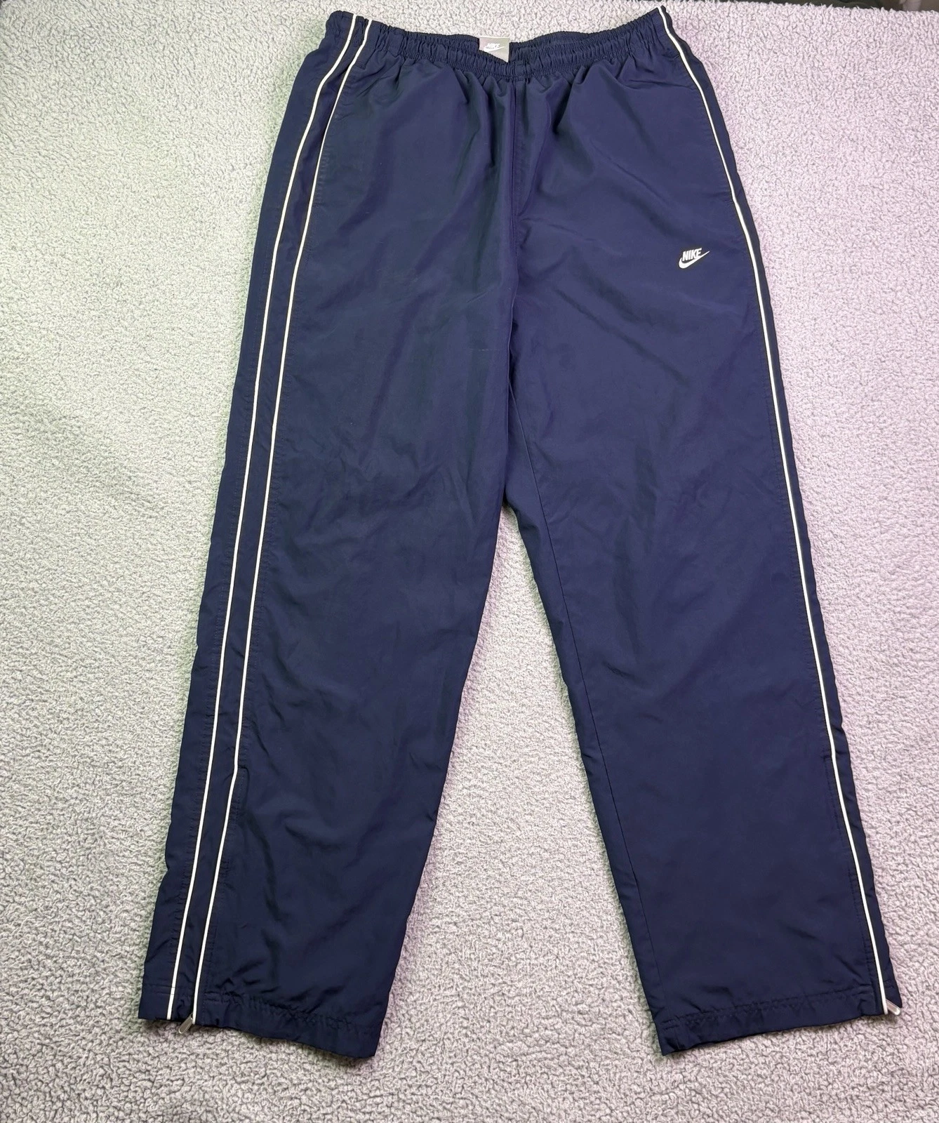 VTG Nike Track Pants Mens Large Black Y2K Lined Pockets Windbreaker Retro