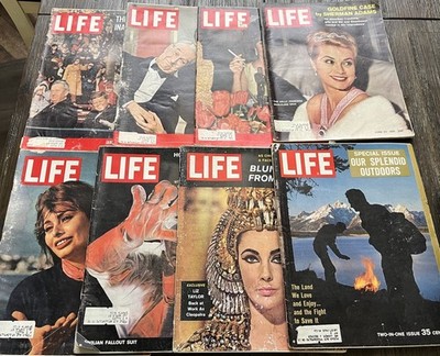 Life Magazine 1961 Lot of 8 Issues Kennedy Elizabeth Taylor Sophia Loren Ads