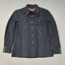 Vintage 70s Lee Denim Western Shirt Jacket M.L. Pearl Snap Button Front