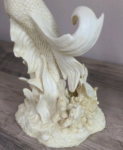 Mystical Mermaid Oceans Queen Resin Figurine Waves Fish 9" Tabletop - Picture 10 of 13