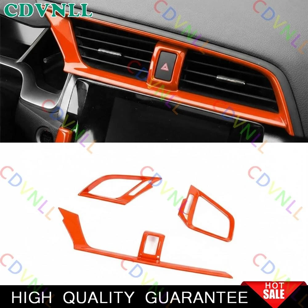 For Honda Civic 16-2021 10th Bright Orange Central Console Air Outlet Vent Cover