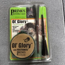 Vintage Primos Hunting Calls Ol' Glory W/ Frictionite Turkey Pot Call 2 Strikers