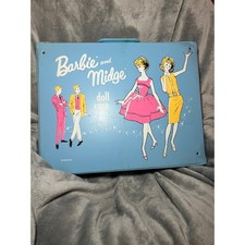 Vintage Barbie & Midge Doll Case Blue 1963 Mattel Hard Plastic 17x13"
