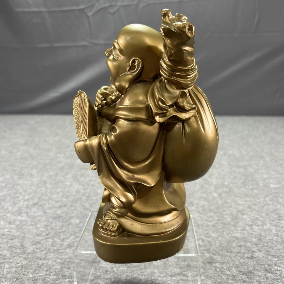 "Estatua de Buda Dorado Feng Shui Prosperidad Fortuna Felicidad Escultura 8.5"" Alto" Foto 2 de 4