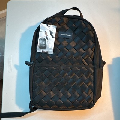 Sprayground Spider Weave Deluxe Backpack Black Zip Water Resistant Laptop Sleeve