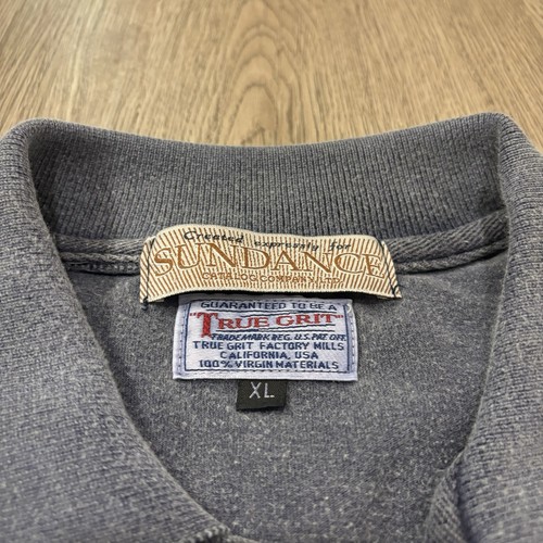 Polo vintage Sundance Catalog x True Grit indossata blu/grigio uomo XL made in USA - Foto 3 di 7