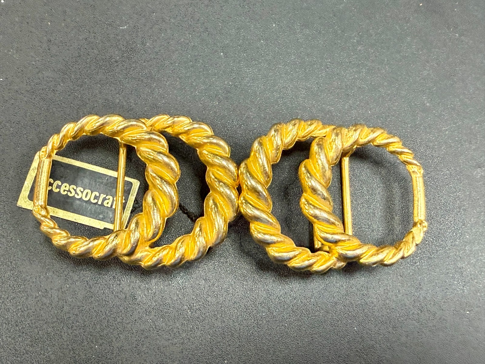 Twisted Rope Openwork Interlocking Two Piece Gold… - image 12