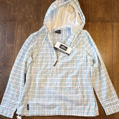 Charles River Apparel Bar Harbor Plaid Hooded 1/2 Zip Anorak Jacket LS M