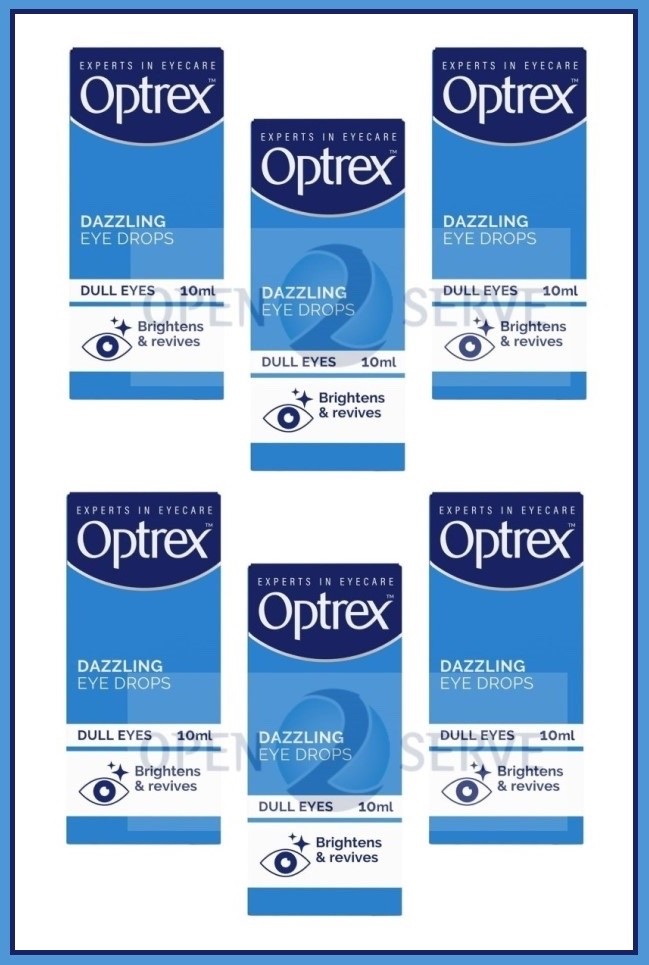 6x Optrex Dazzling Eye Drops for Dull Eyes - Sparkles Brightens & Revives - 10ml