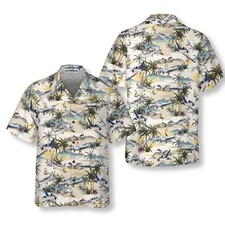 Army Aviation Aircraft Tropical Pattern Hawaiian Shirt 9u5 62
