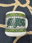 Vintage Arbys Coffee Tea Cup Mug Fire King Green Stained Glass Milk Glass 1970s
