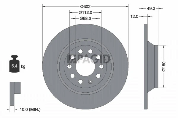 2x PAGID Disque De Frein Plein Ø302mm Pour Audi A6 Avant 4F5 C6 4F2 - Photo 1/1