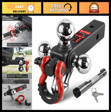 Tri-ball Trailer Hitch Mount With Swivel Tow Shackle Hook 2 Receiver Chrome Tri-ball Trailer Hitch Mount With Swivel Tow Shackle Hook 2 Receiver Chrome