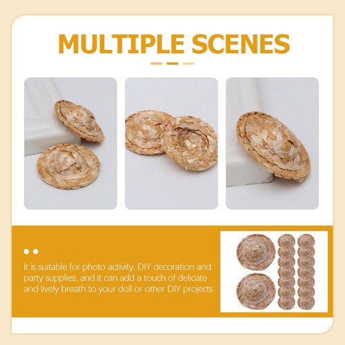 16 pezzi piccoli cappelli di paglia intrecciati oggetti di scena bambola decorativa cappelli di paglia oggetti di scena fotografici - Foto 6 di 10