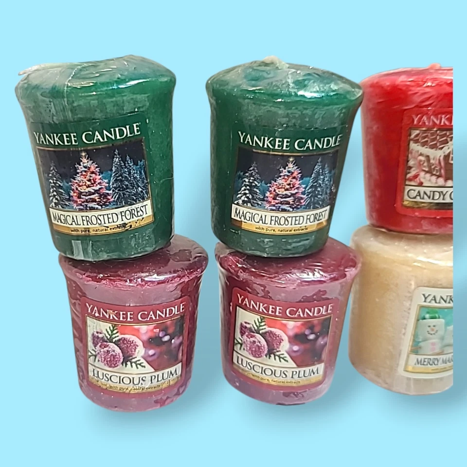 Lot 8 Yankee Candle Votives Christmas Holiday Scents Magical Forest Marshmallow - Image 2 of 3