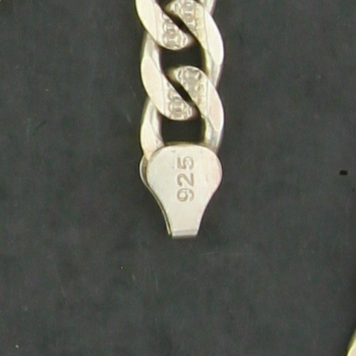 sterling silver mens 12mm hammered figaro chain necklace size 26.5in - Picture 3 of 3