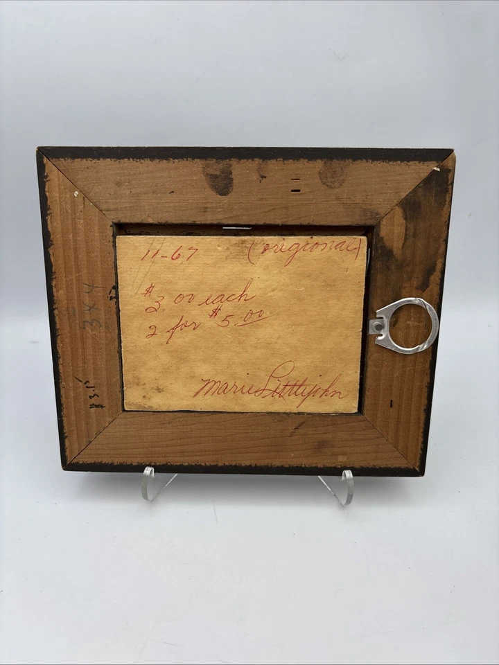 Arte Original Pequeño Mini Enmarcado Firmado Pastoral Montañas Oveja De Colección 1967 Foto 4 de 4