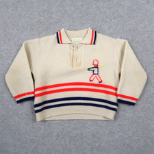 Vintage Soft Spun Baby Knit Polo Sweater 18 Months Striped Made In Japan Acrylic