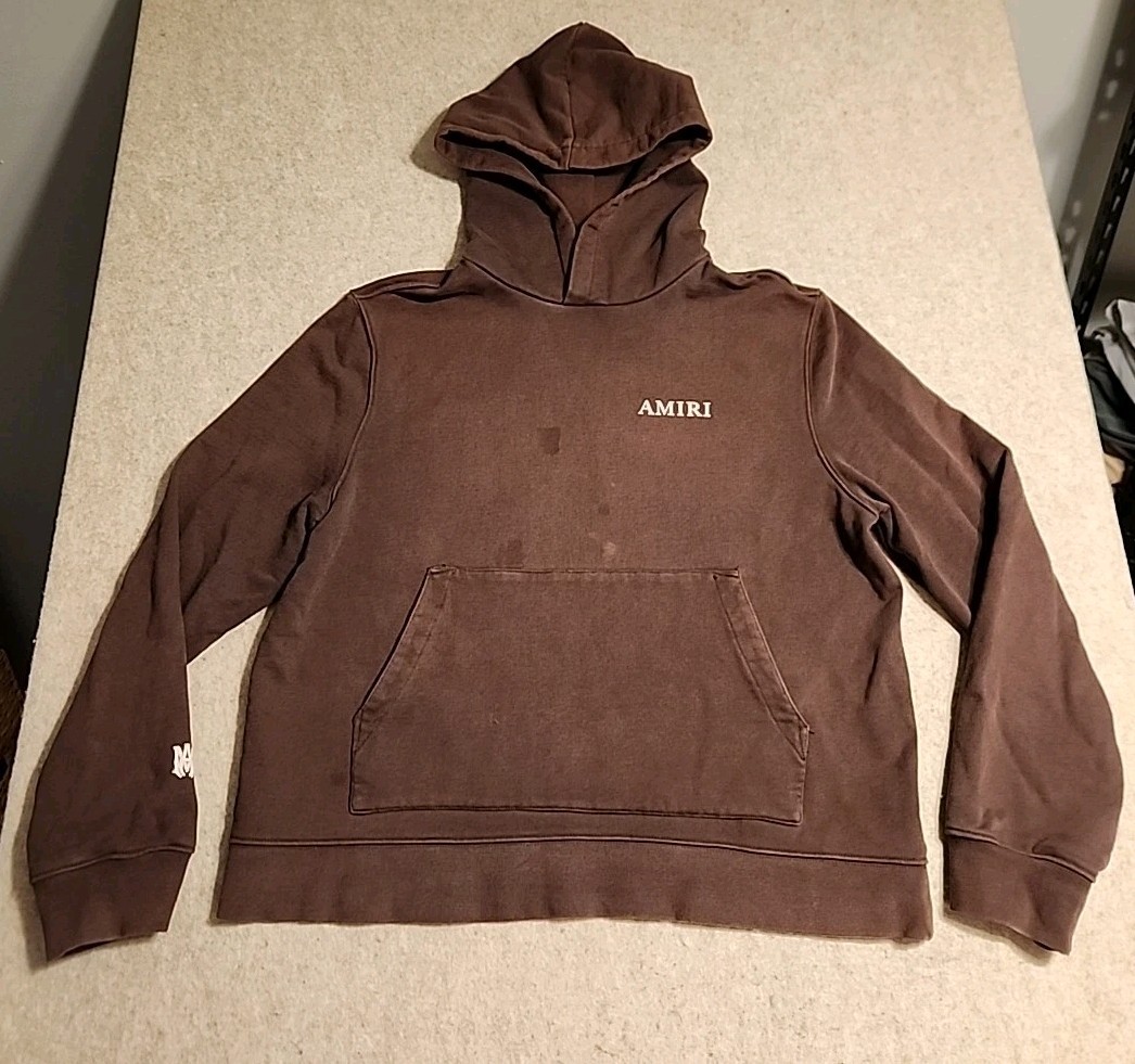 Authentic Amiri Brown Core Logo Hoodie brown color rust faded distressed L USA