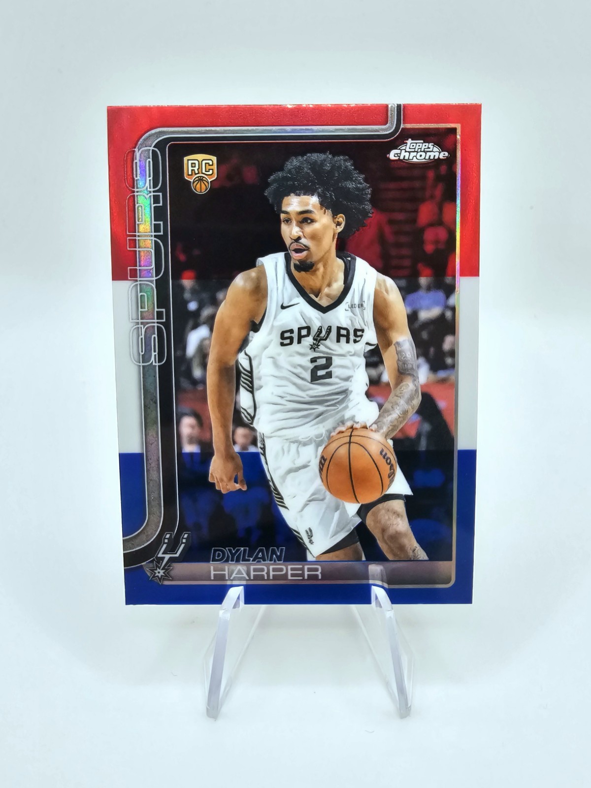 2025-26 Topps Chrome Rookie Dylan Harper #252 Red White Blue Refractor RC