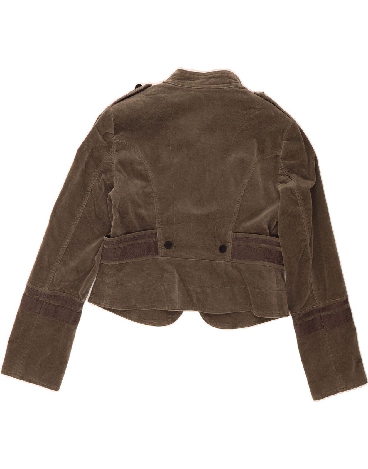 ZARA Womens Military Crop Blazer Jacket UK 14 Large Grey Cotton BW09 thumbnail 2