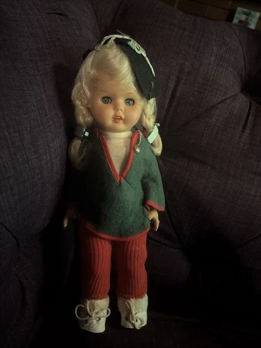 Vintage German Doll hand fabric felt Girl DUSTY