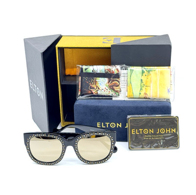 Elton John LEGEND Cateye Sunglasses Black Polarized Mirror 52mm Special Edition