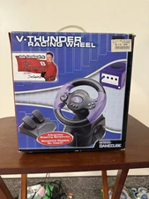 New InterAct V-Thunder Racing Wheel Black/Purple Wired for Nintendo GameCube