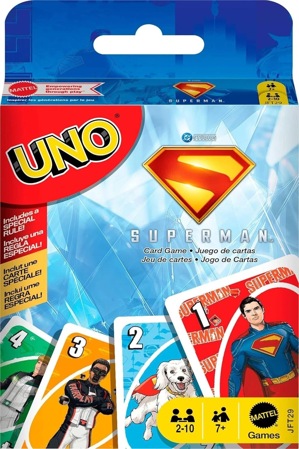 Mattel Games UNO Superman Card Game for Family Game Night, 2 - 10 Players