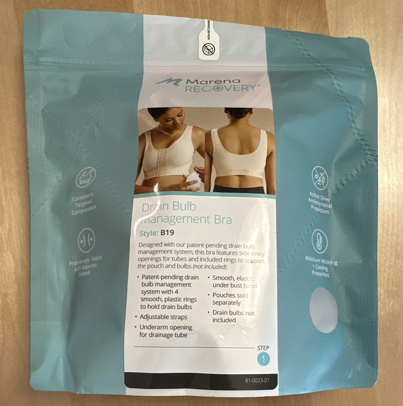 Marena Recovery Drain Bulb Management Compression Bra B19 Blue Adjustable