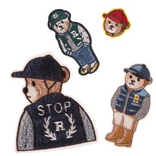 Bear Iron on Patches Cartoon Bear Embroidery Patches for Clothing 4PCS Embroider