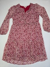 Stitch By Chenault Womens Red White Gold Floral Long-Sleeve Dress Size Small