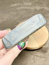 M. Hohner Golden Melody 10 Hole Harmonica Germany Screws Key D Red Slvr Retro