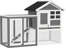 Image of Outdoor Wooden Rabbit Hutch 2 Tier Run 124x63x93cm