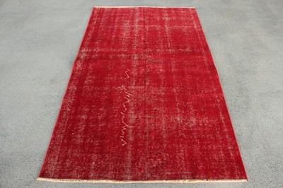 3,9x6,6 ft Vintage Rug, Turkish Area Rug, Red White Polka dot Wool Rug