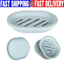 Soap Dishes Holder Self Drain Container Case Bath Shower Basket Storage Box