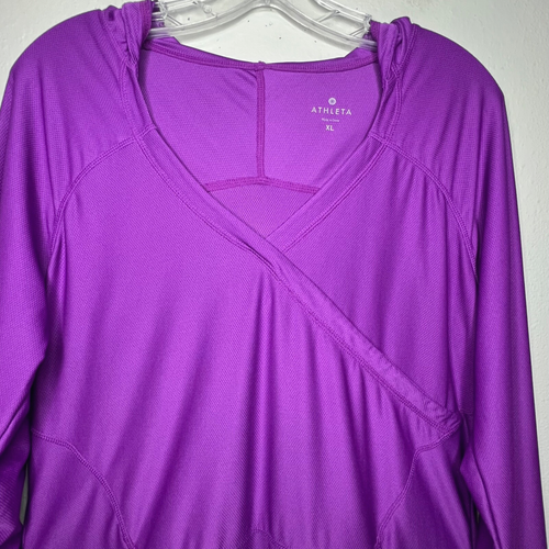 Athleta Hooded Dress Cover Up Women XL Purple Stretch Lightweight Athletic Beach - Picture 2 of 20