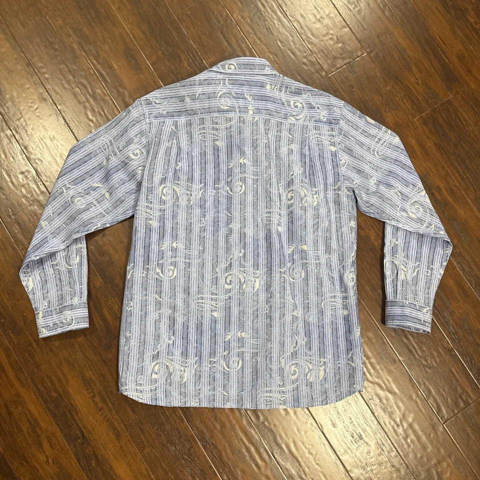 Nat Nast Luxury Originals Dress Shirt Men's Large Blue Floral Button Up Paisley - Image 3 of 4