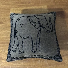 Elephant Raised Lifted Trunk Square Throw Pillow Design Black Brown Good Luck