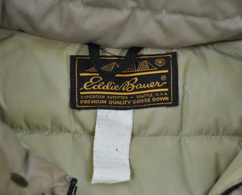 Parka Eddie Bauer Plumón de Ganso Superior Med Caqui Beige Capucha Polar Ártico de colección - Imagen 8 de 9