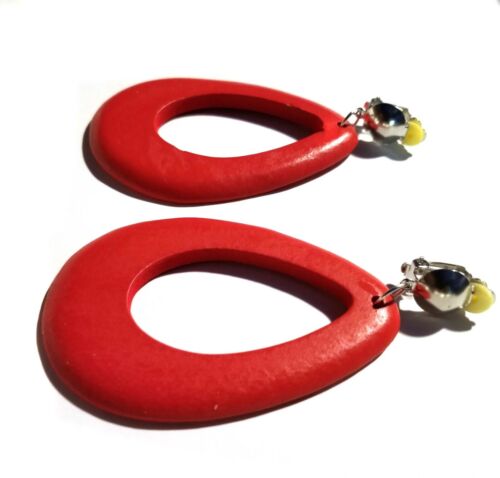 PENDIENTES CON CLIP DE MADERA LÁGRIMA CLIP PENDIENTES SURTIDOS COLORES ARO 3 PULGADAS - Imagen 17 de 21